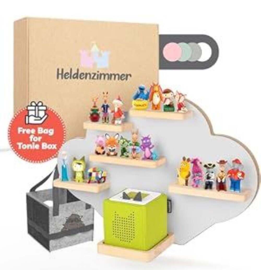 Heldenzimmer Shelf for Tonie Box - Cloud Design, Gray (SKU: MCC-025)